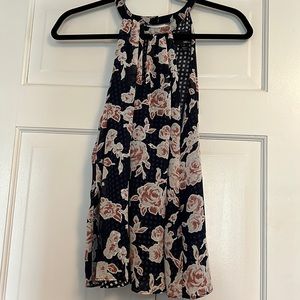 Navy floral sleeveless top